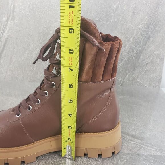 Schutz Ankle Boots 10 B Brown Leather Hiker Lace Up Sutton Booties - Picture 11 of 12